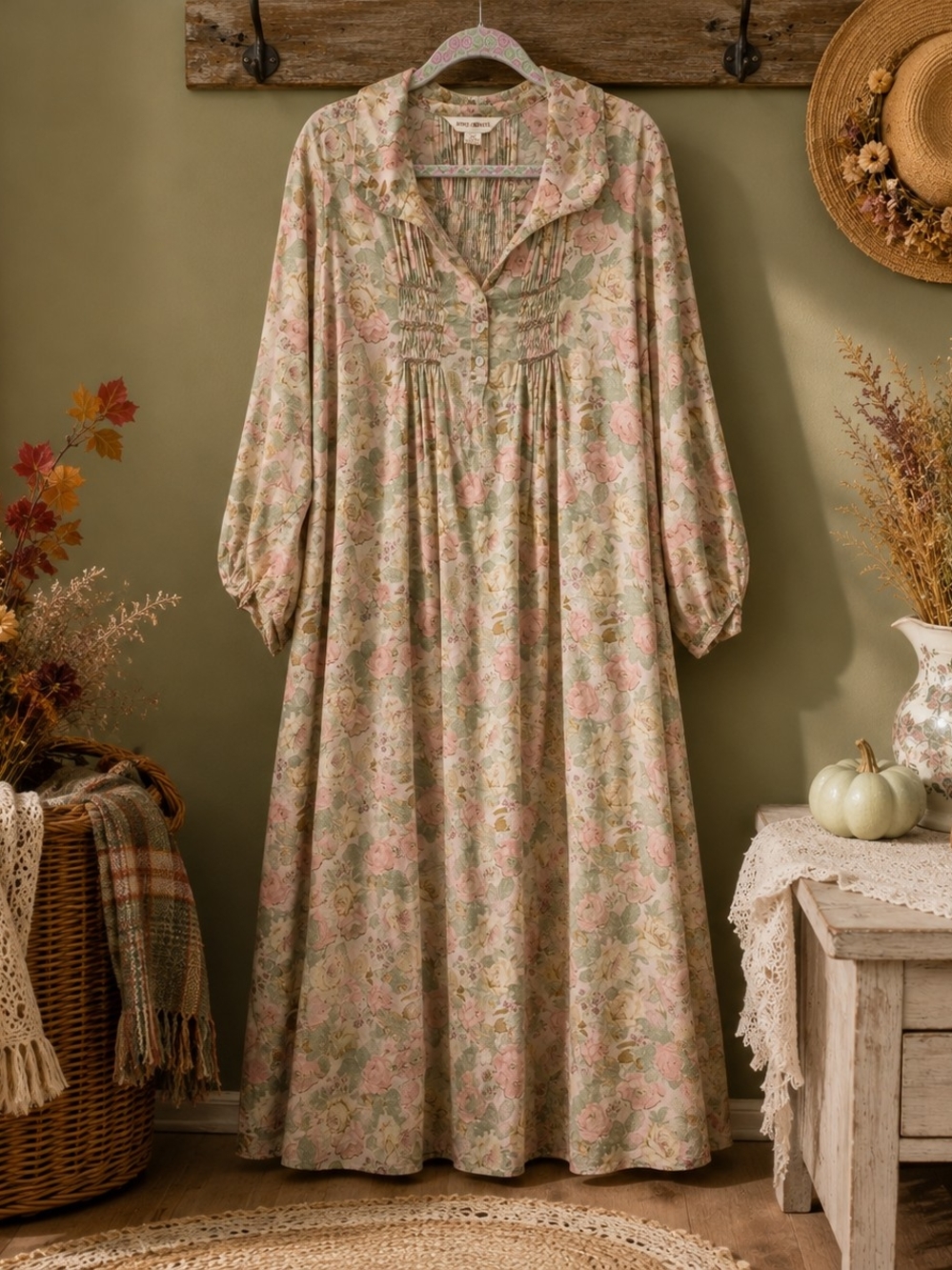 April Cornell W1 (3X) Floral Prairie Maxi Dress Cottagecore 100% Modal